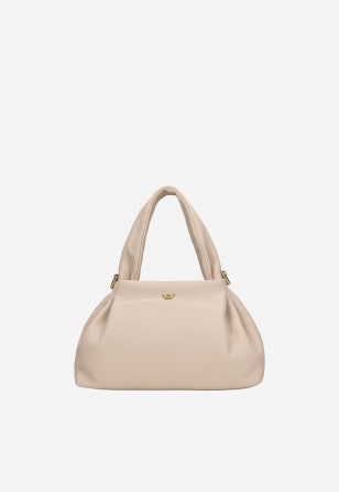Jasnobeżowa torebka damska ze skóry licowej 80392-59