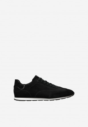 Czarne sneakersy męskie z dwoiny welurowej 10300-61