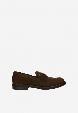 Braune Damen-Mokassins aus Spaltleder 10317-62