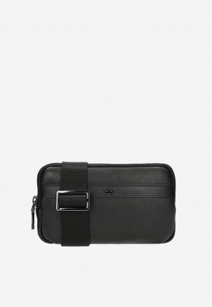 Kleine schwarze Herrentasche aus glattem Vollnarbenleder 80047-51