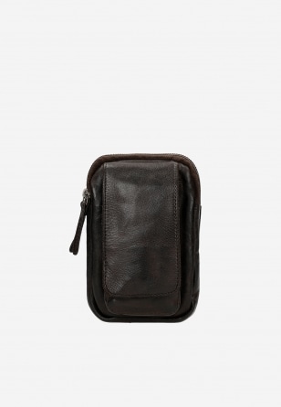 Kleine dunkelbraune Ledertasche für Herren 80353-52