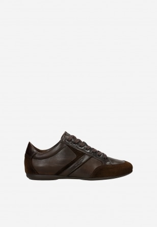 Brązowe sneakersy męskie na cienkiej podeszwie 10325-72