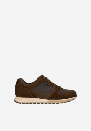 Ciemnobrązowe sneakersy męskie z łączonych materiałów 10243-82