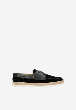 Schwarze Herrenhalbschuhe aus kombiniertem Leder 10259-71
