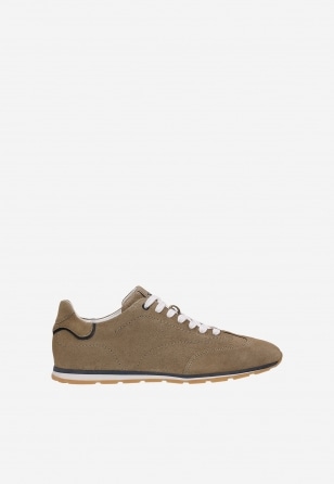 Beżowe sneakersy męskie z granatowymi wstawkami 10300-74