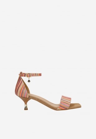 Bunte Damensandalen mit niedrigem Absatz 76272-50