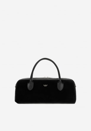 Mała czarna torebka damska typu bowling bag 80521-71