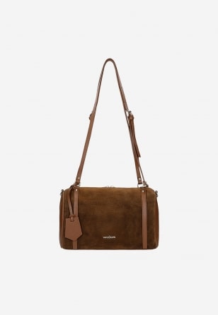 Brązowa torebka damska bowling bag z łączonych skór 80523-73