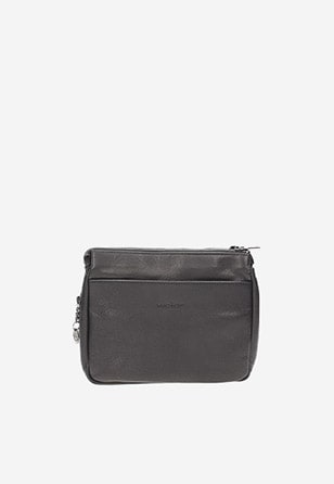 Trendy dámská kabelka z černé kůže s kovovými zipy 6854-51