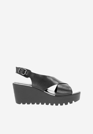 Prémiové letní černé dámské sandály na klínkovém podpatku