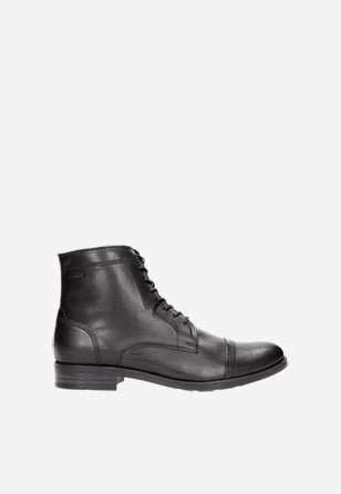 Klasické černé pánské kotníkové boty se šněrováním 6223-51