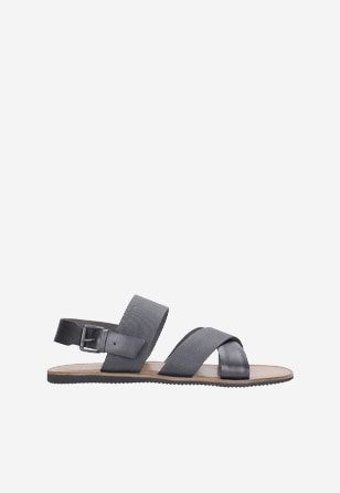 Čierne pánske kožené sandále na nízkej podošve