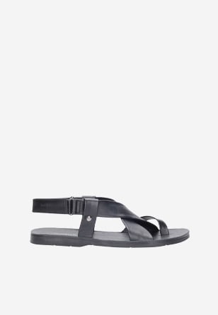 Stylové letní pánské sandály z černé lícové kůže 8300-51