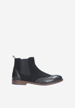 Ozdobné černé pánské kotníkové boty typu chelsea 8156-71
