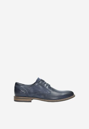 Elegantní pánské kožené boty v tmavě modré barvě 9007-76