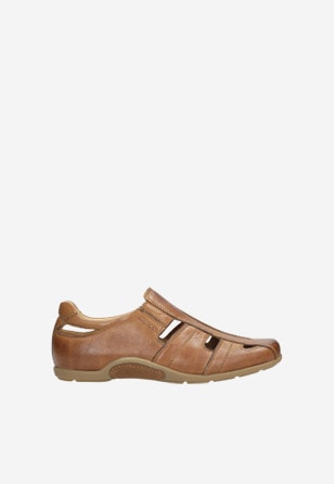 Kožené pánské letní boty v hnědém provedení 9063-53