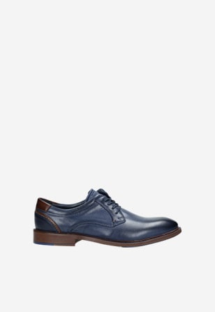 Kožené pánské boty z námořnické modré lícové kůže 9071-56