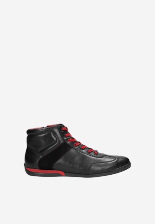 Šněrovací kotníkové boty s červenými detaily 9165-71