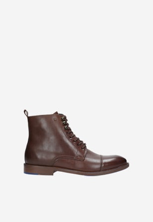 Elegantní kožené kotníkové boty pánské v hnědém 9171-52