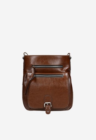 Dámska kabelka s vystúpeným vreckom v hnedej farbe 80037-53