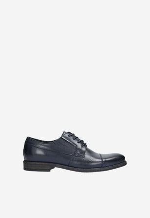 Pánské kožené boty z tmavě modré lícové kůže 9070-56