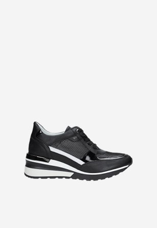 Čiernobiela dámska športová obuv na vyvýšenej podrážke 46017-81