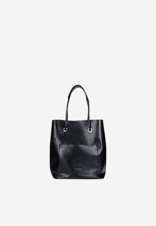 Kožená dámska kabelka čierna praktická na každý deň  80019-51