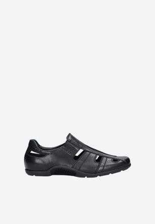Trendy pánské letní boty z černé lícové kůže 9063-51