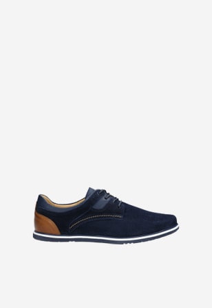 Modro-hnědé pánské kožené boty v námořnickém stylu