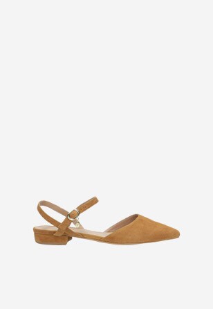 Jasnobrązowe sandały damskie z noskiem w szpic 44012-63