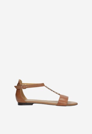 Hnedé letné sandále dámske s nízkym podpätkom 76009-53