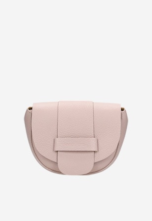 Půlměsícová kožená kabelka ve světle růžové barvě 9816-54