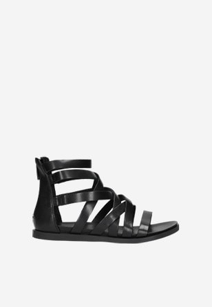 Dámske sandále nízke z čiernej lícovej kože 76062-51