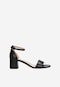 Czarne klasyczne sandały damskie na obcasie 76038-51