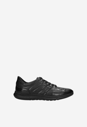 Čierne kožené pánske sneakersy ako vychádzková obuv 10038-51