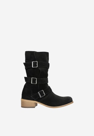 Vyšší dámské kotníkové boty s černými přezkami 55069-61