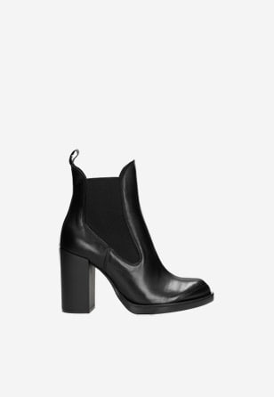 Černé dámské kotníkové boty na sloupkovém podpatku 55085-81