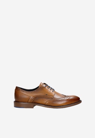 Hnědé pánské kožené boty s efektními detaily 10018-53
