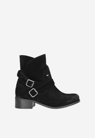 Dámské černé kotníkové boty z velurové kůže 55040-61