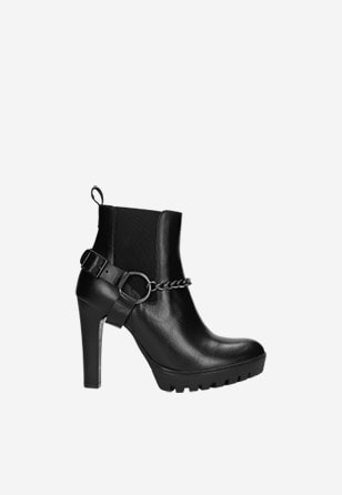 Černé dámské kotníkové boty na vysokém podpatku 55031-81
