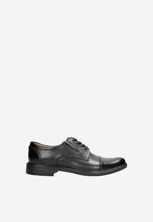 Černé pánské kožené boty s vyšším podpatkem