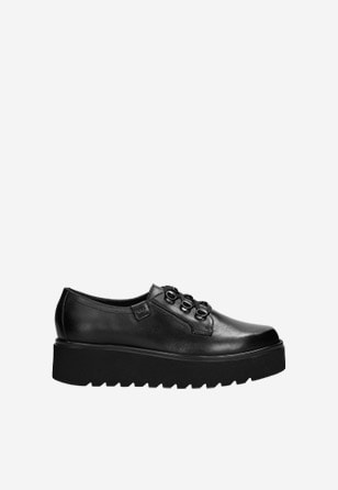 Výrazné dámské sneakers z černé lícové kůže 46054-51