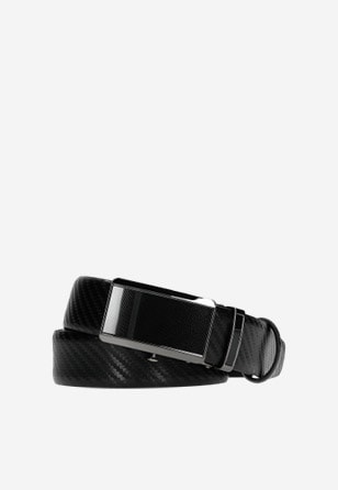 Černý kožený pánský pásek ve sportovně elegantním stylu