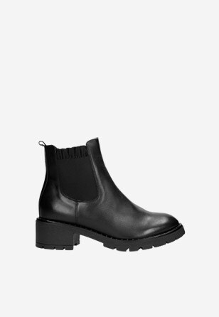 Černé kotníkové dámské boty chelsea na podpatku 55078-51