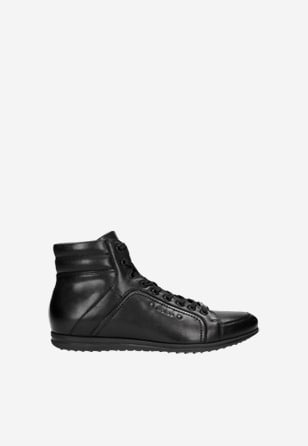 Šněrovací kotníkové boty pánské z černé kůže 24005-51
