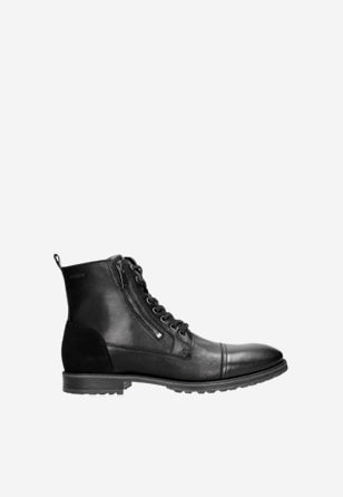 Černé kožené kotníkové boty pánské se zipem