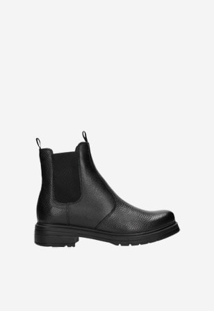 Černé kožené kotníkové boty dámské typu chelsea 55089-51
