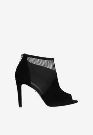 Černé dámské kotníkové boty s otevřenou špičkou 55091-61