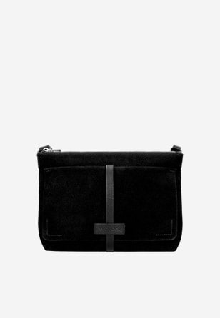 Nadčasová dámska kabelka z čiernej velúrovej kože 9851-71