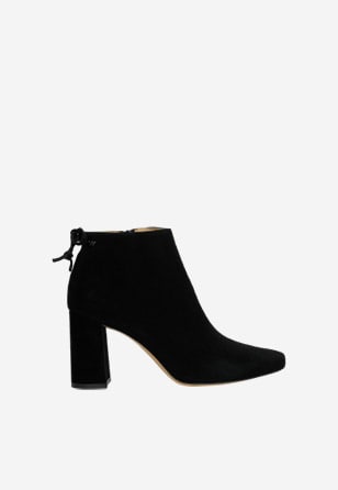 Černé dámské kotníkové boty na podpatku z kvalitní kůže 55088-61